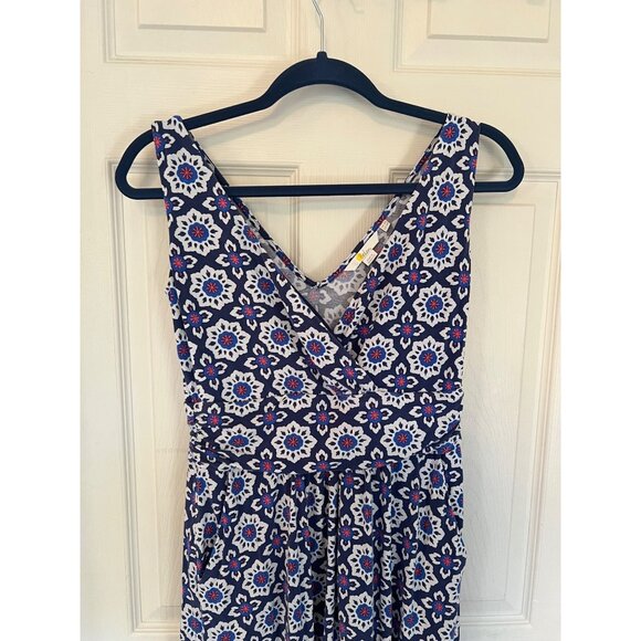 Boden Blue Sleeveless V-neck Mini Dress 4R Jersey Knit Pockets Knee Length Aline - Picture 2 of 11